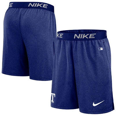 Short d'entraînement Nike Royal Texas Rangers Authentic Collection pour homme