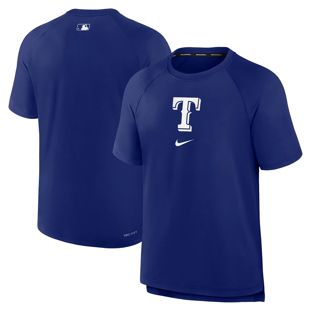 T-shirt de performance raglan d'avant-match Nike Royal Texas Rangers Authentic Collection pour homme