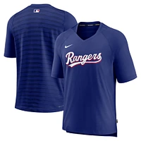 T-shirt à col en V Nike Royal Texas Rangers Authentic Collection Avant-match Performance Raglan pour homme