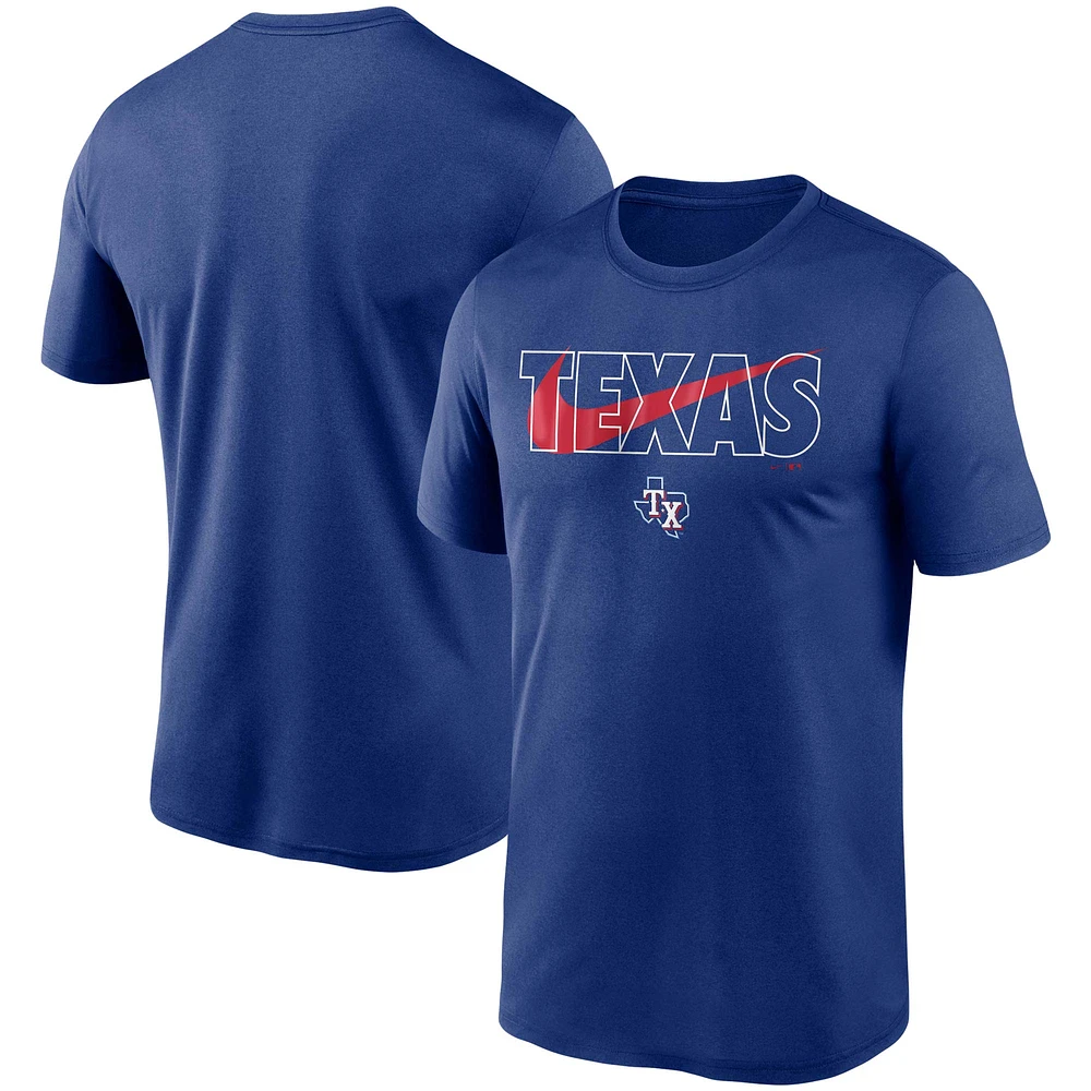 T-shirt de performance Nike Royal Texas Rangers City Swoosh Legend pour homme