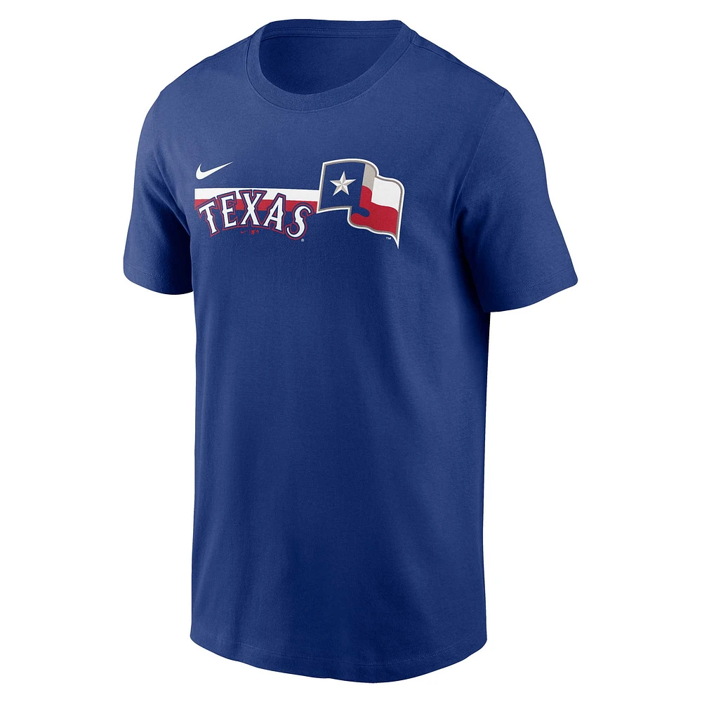 T-shirt Nike Royal Texas Rangers Skyline de l'équipe locale pour homme