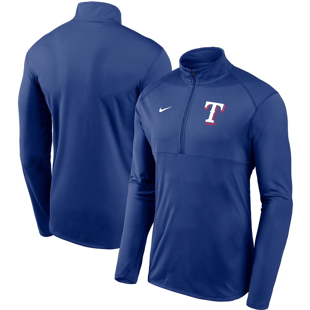 Veste à enfiler demi-zip Nike Royal Texas Rangers Team Logo Element Performance pour homme