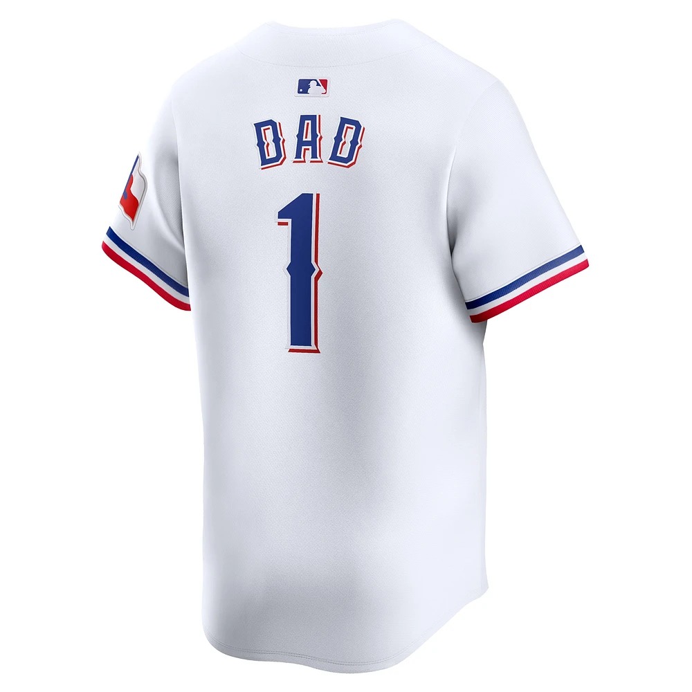 Maillot Nike Texas Rangers #1 Dad Home Limited pour homme, blanc, blanc