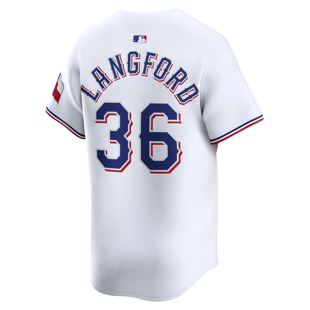 Maillot Nike Wyatt Langford blanc domicile des Texas Rangers pour homme