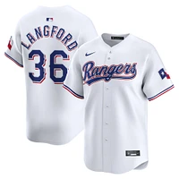Maillot Nike Wyatt Langford blanc domicile des Texas Rangers pour homme