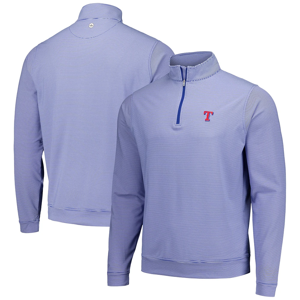 Haut à quart de zip Performance Peter Millar Royal Texas Rangers Perth Sugar Stripe pour hommes