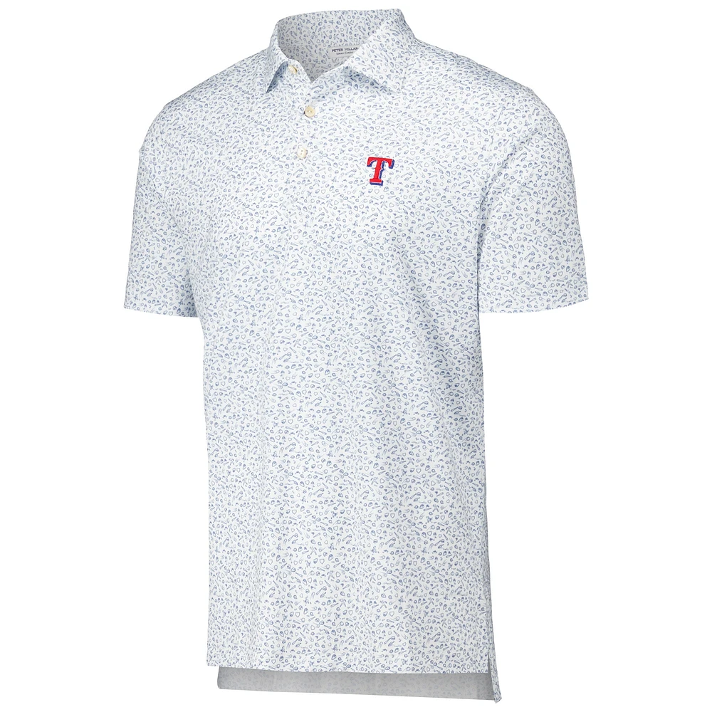 Polo blanc en jersey de performance Batter Up des Texas Rangers Peter Millar pour hommes