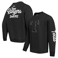 Men's Pro Standard Black Texas Rangers Paint The City Dropped Shoulder Pullover Sweatshirt