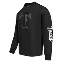 Men's Pro Standard Black Texas Rangers Paint The City Dropped Shoulder Pullover Sweatshirt