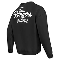 Men's Pro Standard Black Texas Rangers Paint The City Dropped Shoulder Pullover Sweatshirt