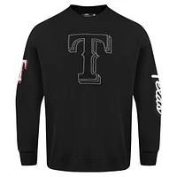 Men's Pro Standard Black Texas Rangers Paint The City Dropped Shoulder Pullover Sweatshirt