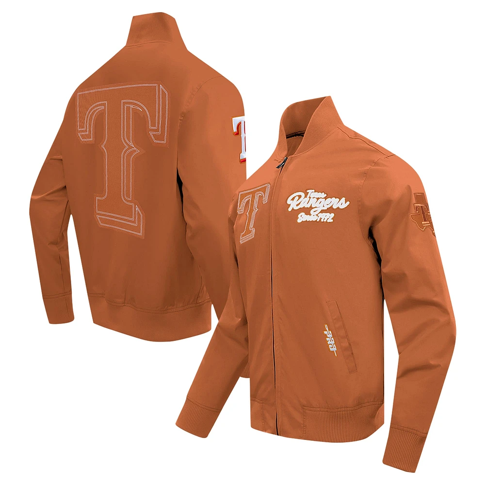 Men's Pro Standard Brown Texas Rangers Paint The City Twill Full-Zip Jacket