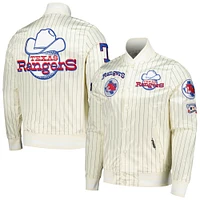 Men's Pro Standard Cream Texas Rangers Cooperstown Collection Pinstripe Retro Classic Satin Full-Snap Jacket