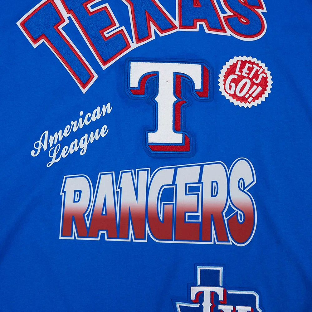 Men's Pro Standard Royal Texas Rangers Turn It Up Dropped Shoulder T-Shirt