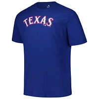 Profil pour hommes Evan Carter Royal Texas Rangers Nom et numéro T-shirt