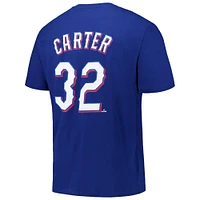 Profil pour hommes Evan Carter Royal Texas Rangers Nom et numéro T-shirt