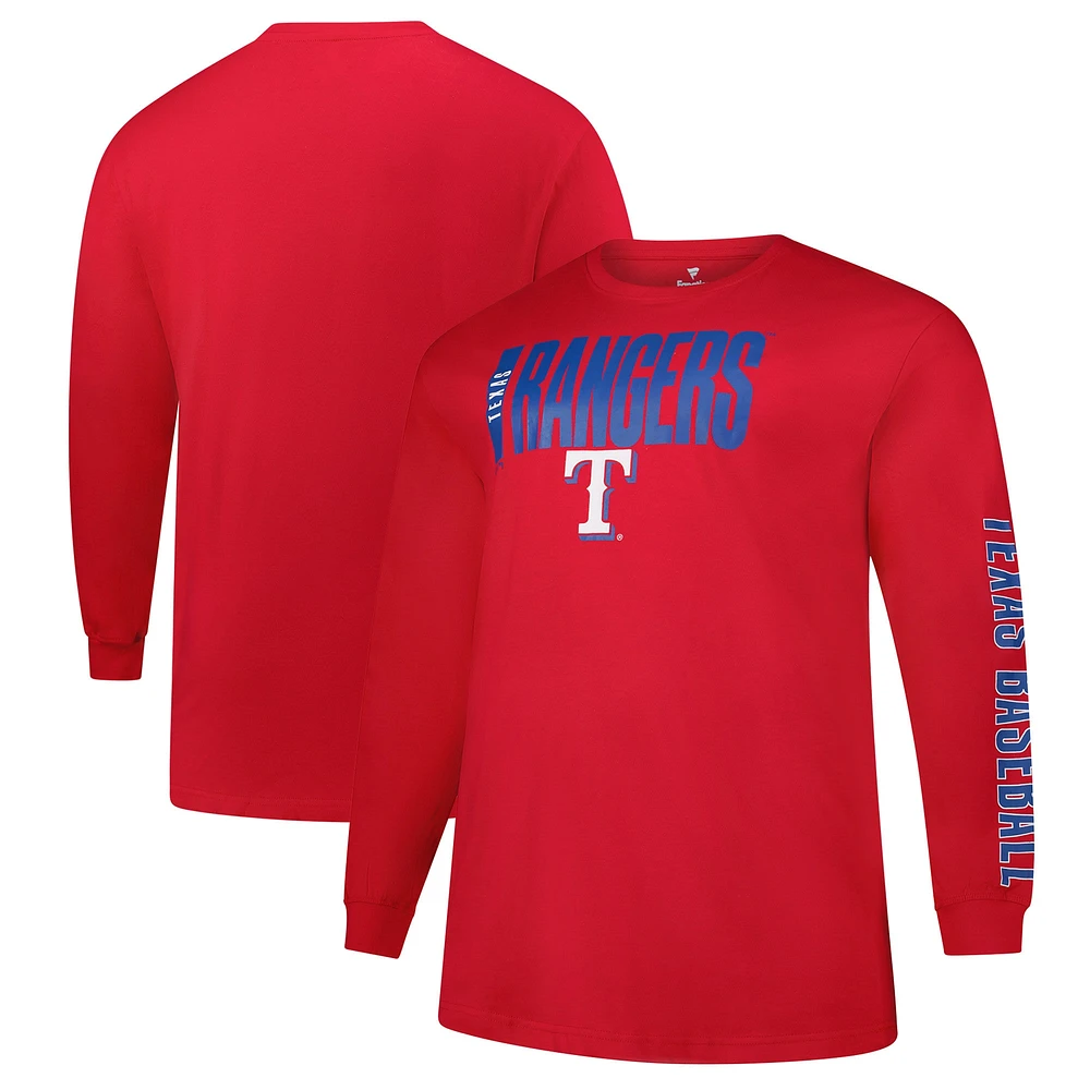 Men's Profile Red Texas Rangers Big & Tall Two-Hit Long Sleeve T-Shirt