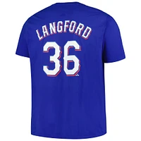 Profil pour homme Wyatt Langford Royal Texas Rangers T-shirt grand et avec nom numéro