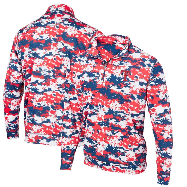 Men's Cutter & Buck Red Texas Rangers Big Tall Virtue Eco Pique Quarter-Zip Pullover Jacket