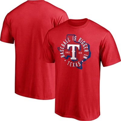 T-shirt rouge pour homme avec logo de la ville natale des Texas Rangers