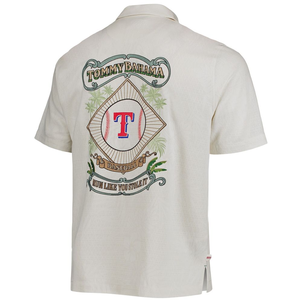 Tommy Bahama Men's Tommy Bahama Cream Texas Rangers Baseball Camp Button-Up  Shirt