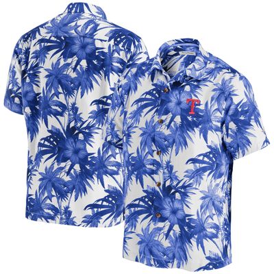 Men's Tommy Bahama Light Blue Texas Rangers Sport Harbor Island Hibiscus Short Sleeve Button-Up Shirt