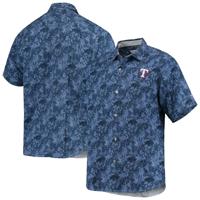Men's Chicago Cubs Tommy Bahama Royal Jungle Shade Silk Camp Button-Up Shirt
