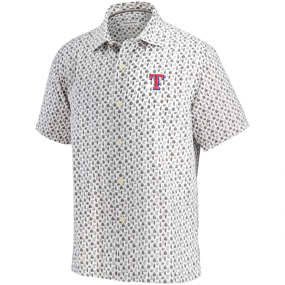 Chemise boutonnée à manches courtes Tommy Bahama Texas Rangers Baja Mar pour homme, blanc