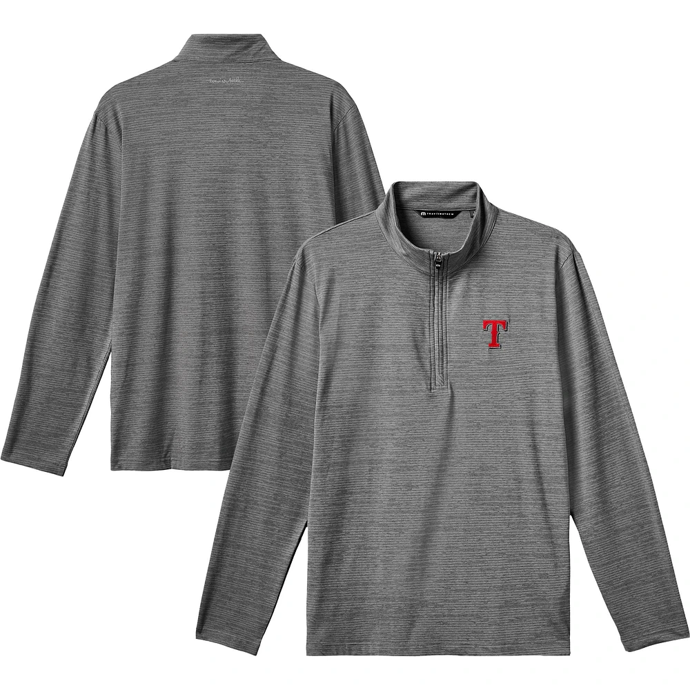 Men's TravisMathew Gray Texas Rangers The Heater Quarter-Zip Pullover Top