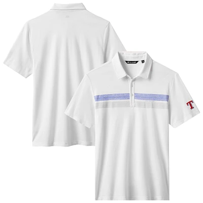 Polo blanc Top Recruit des Texas Rangers pour homme TravisMathew