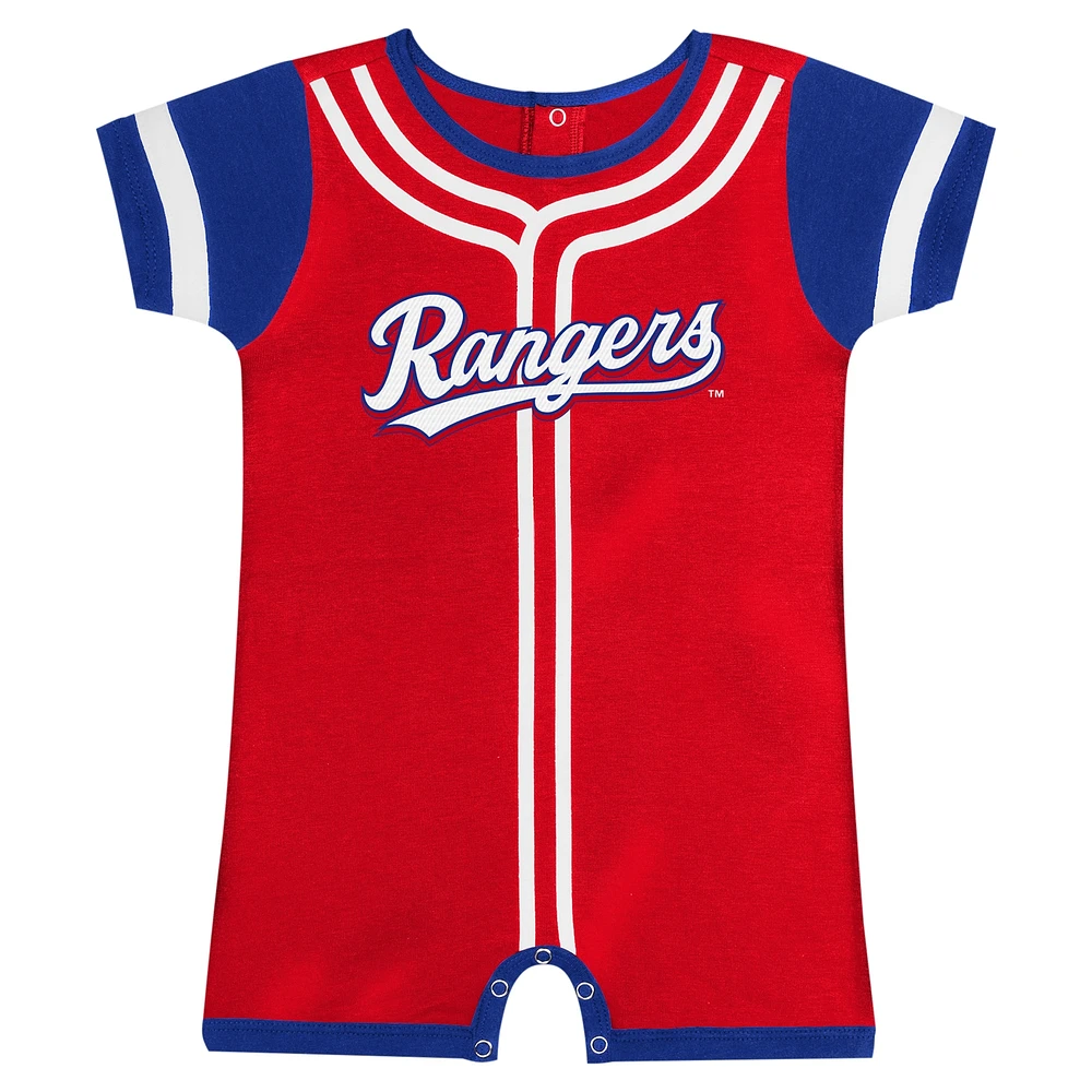 Barboteuse rouge Texas Rangers Fast Pitch Fanatics pour nouveau-nés et nourrissons