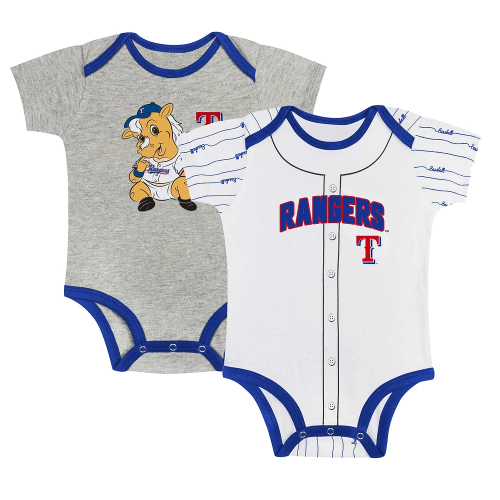 Newborn & Infant Gray/White Texas Rangers Two-Pack Play Ball Bodysuit Set