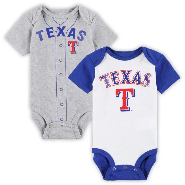 Newborn & Infant Texas Rangers Royal/Red/Heathered Gray Game Time Three-Piece Bodysuit Set