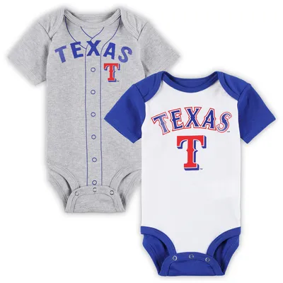 Texas Rangers Newborn & Infant Little Slugger Two-Pack Bodysuit Set - White/Heather Gray