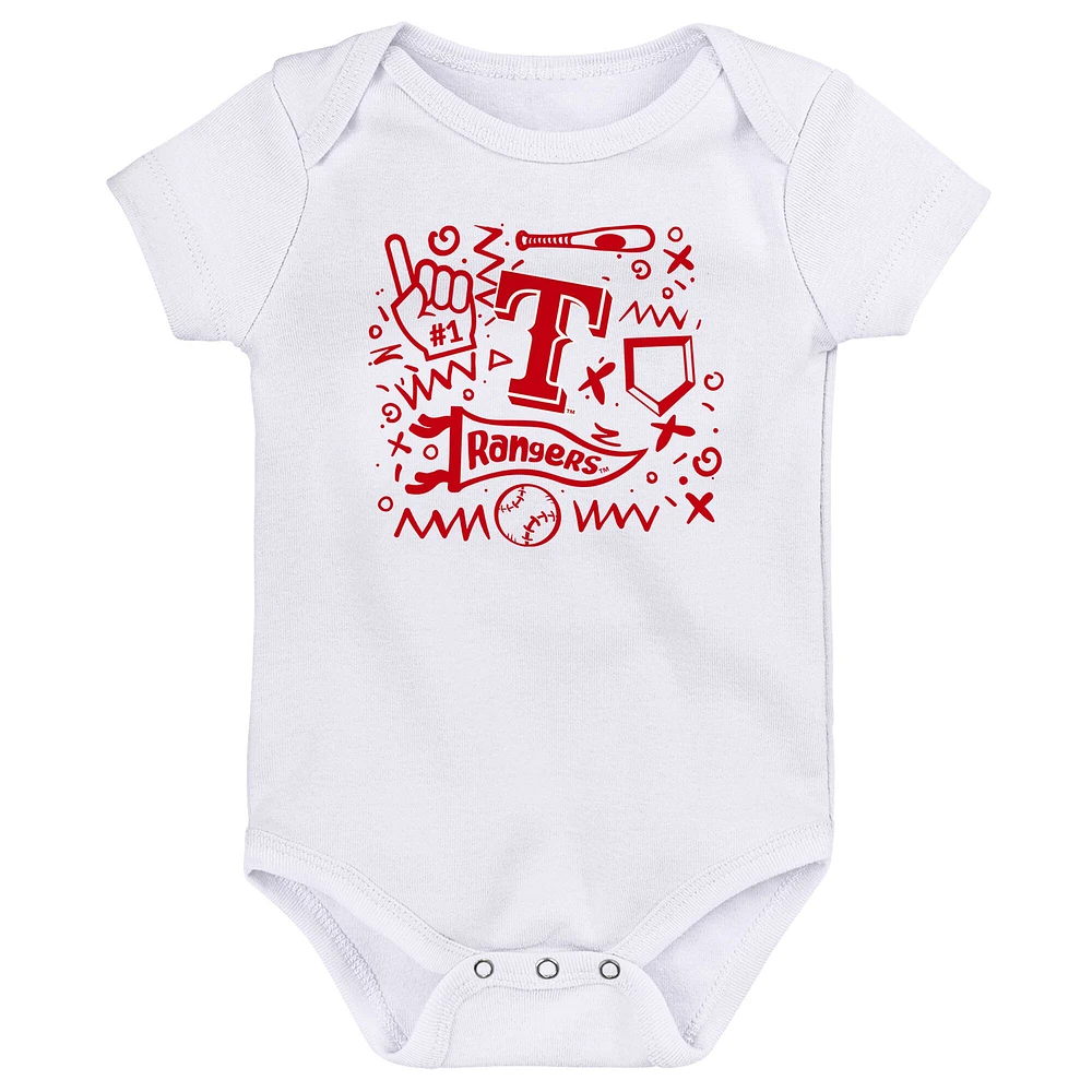 Newborn  Texas Rangers Batter Up Three-Pack Bodysuit Set