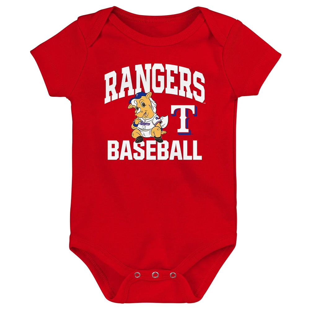 Newborn  Texas Rangers Batter Up Three-Pack Bodysuit Set