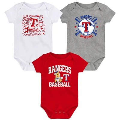 Newborn  Texas Rangers Batter Up Three-Pack Bodysuit Set