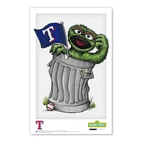 Affiche imprimée de Sesame Street avec Oscar le Grouch des Texas Rangers 11" x 17"