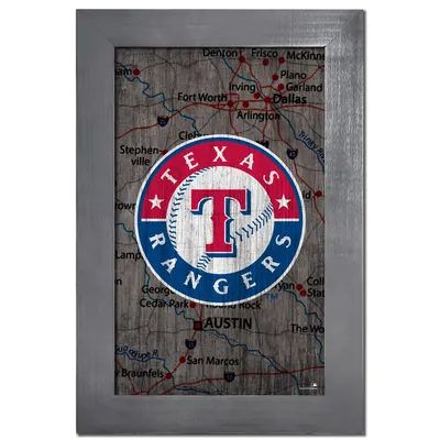 Texas Rangers 11'' x 19'' Framed Team City Map Sign