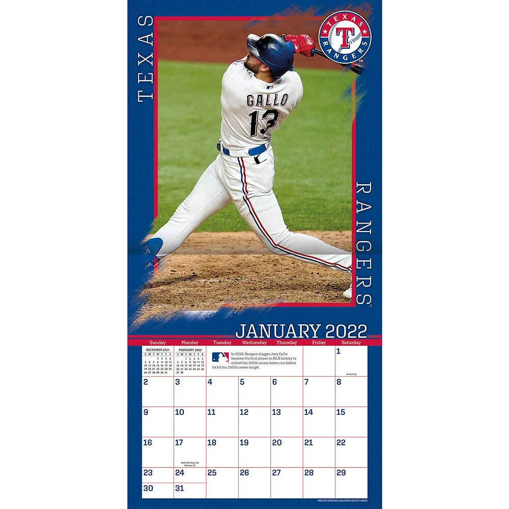 Calendrier mural des Rangers du Texas 2022