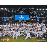 Texas Rangers Autographed 2023 World Series Champions Celebration 16" x 20" Photograph with Multiple Signatures - Limited Edition of 100