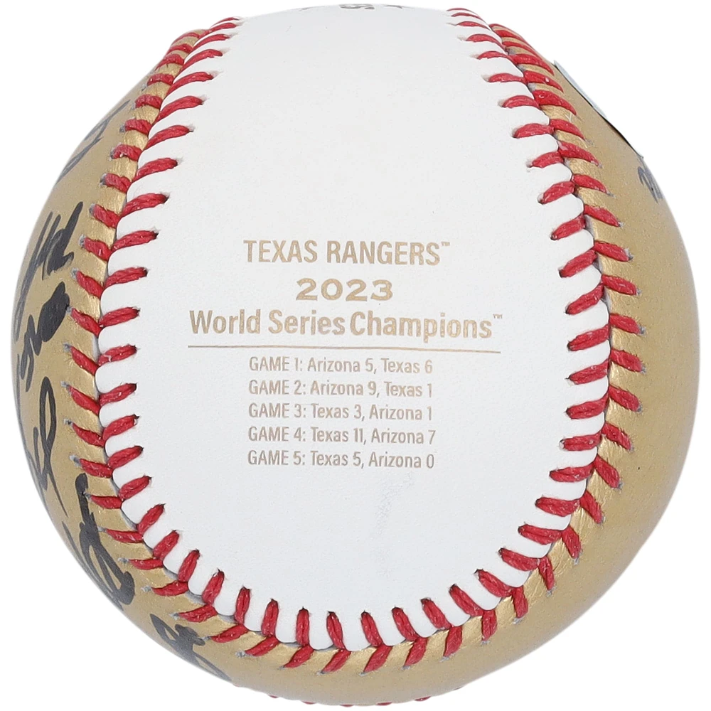 Texas Rangers Autographed Rawlings 2023 World Series Gold Baseball - 8 Signatures