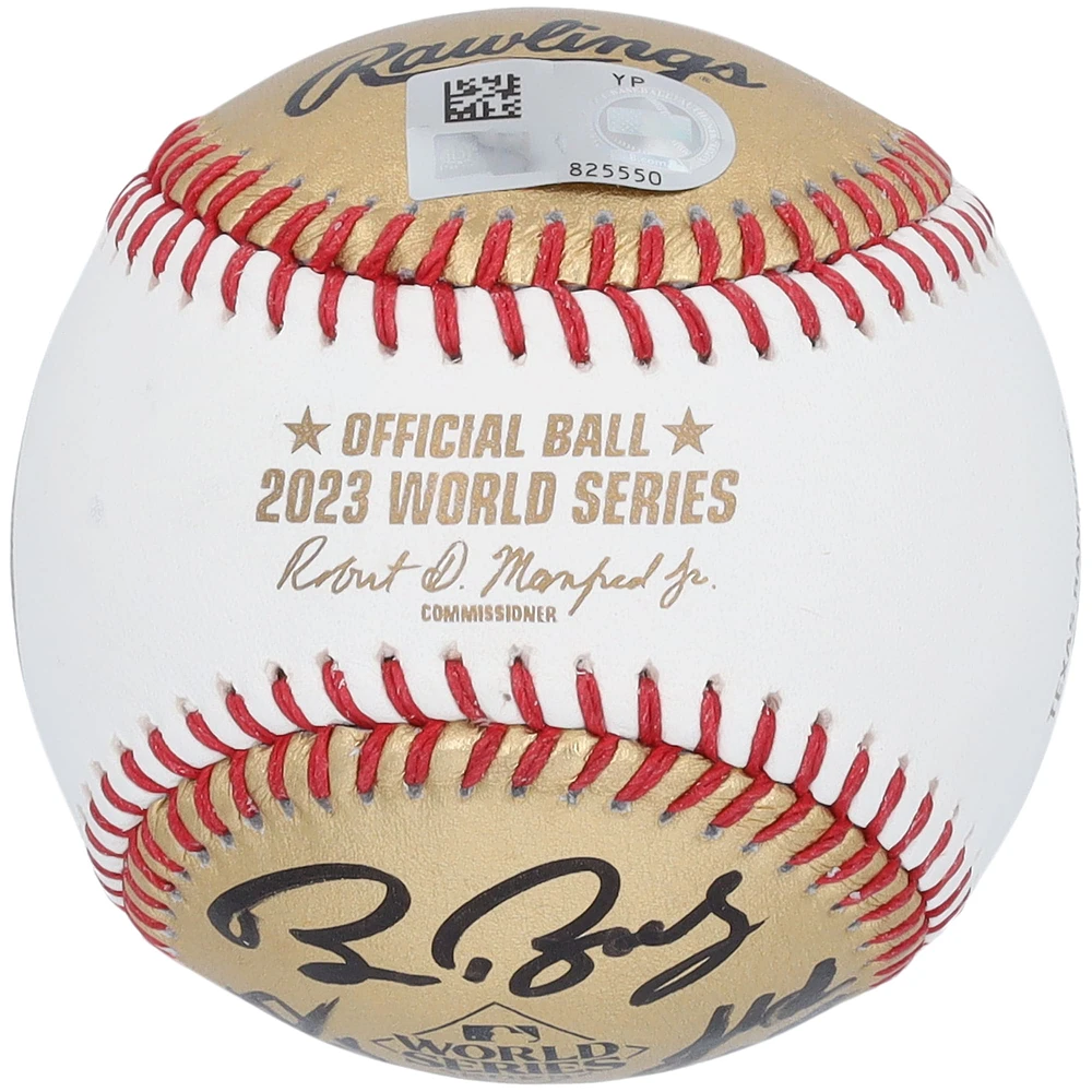 Texas Rangers Autographed Rawlings 2023 World Series Gold Baseball - 8 Signatures