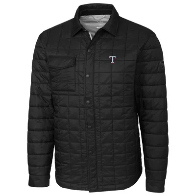 Texas Rangers Cutter & Buck Rainier Shirt Full-Zip Jacket - Black