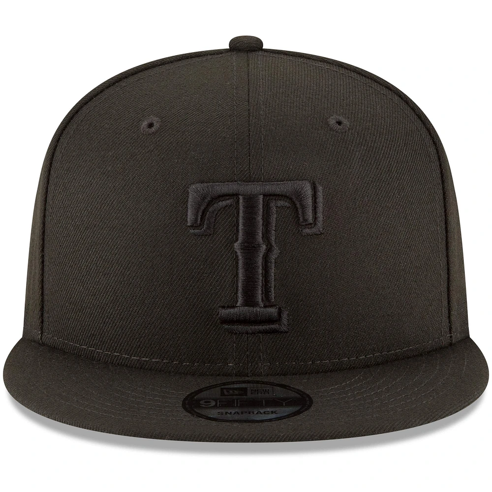 Texas Rangers New Era Black on Black 9FIFTY Team Snapback Adjustable Hat - Black