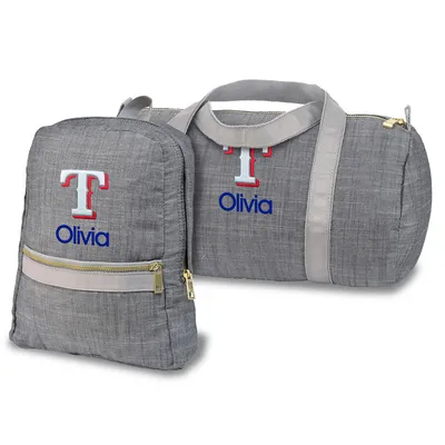 Texas Rangers Personalized Small Backpack and Duffle Bag Set