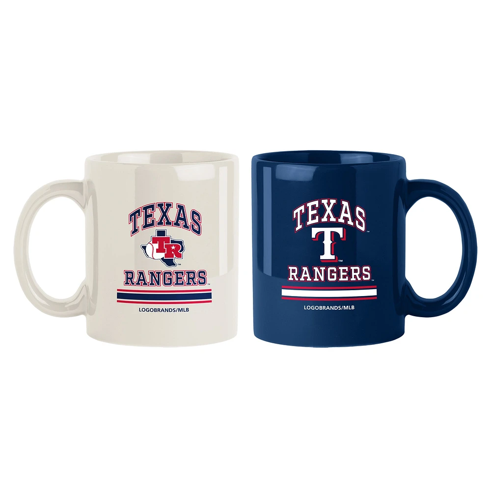 Lot de deux tasses colorées de 15 oz des Texas Rangers