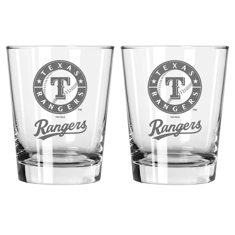 The Memory Company Texas Rangers, paquet de 2, 15 oz. Ensemble de verres à l'ancienne double