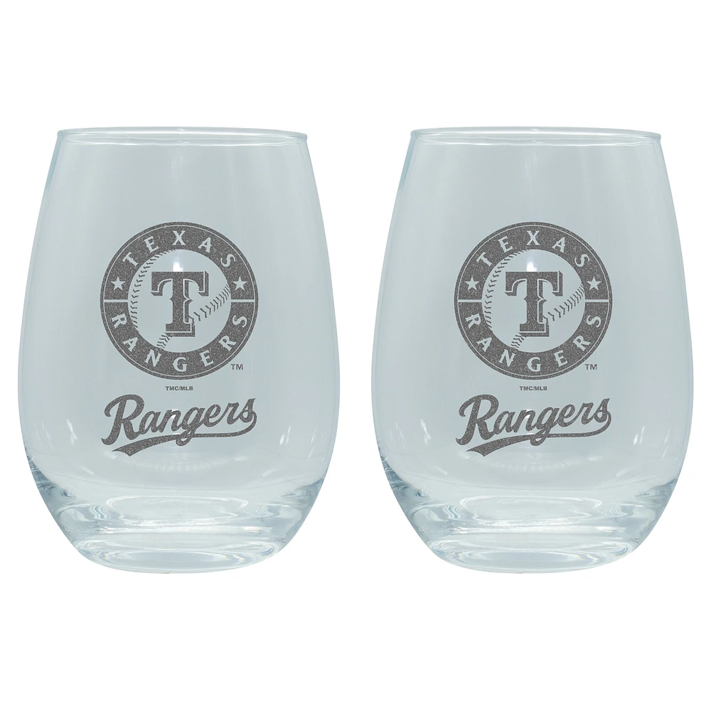 The Memory Company Texas Rangers, paquet de 2, 15 oz. Ensemble de verres à vin sans pied