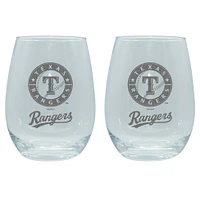 The Memory Company Texas Rangers, paquet de 2, 15 oz. Ensemble de verres à vin sans pied